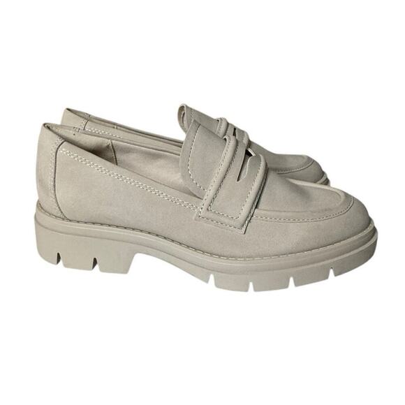 JENN ARDOR Women's Chunky Loafers Slip On Lug Sole Penny Loafer 7.5 Beige Matte - Picture 3 of 7